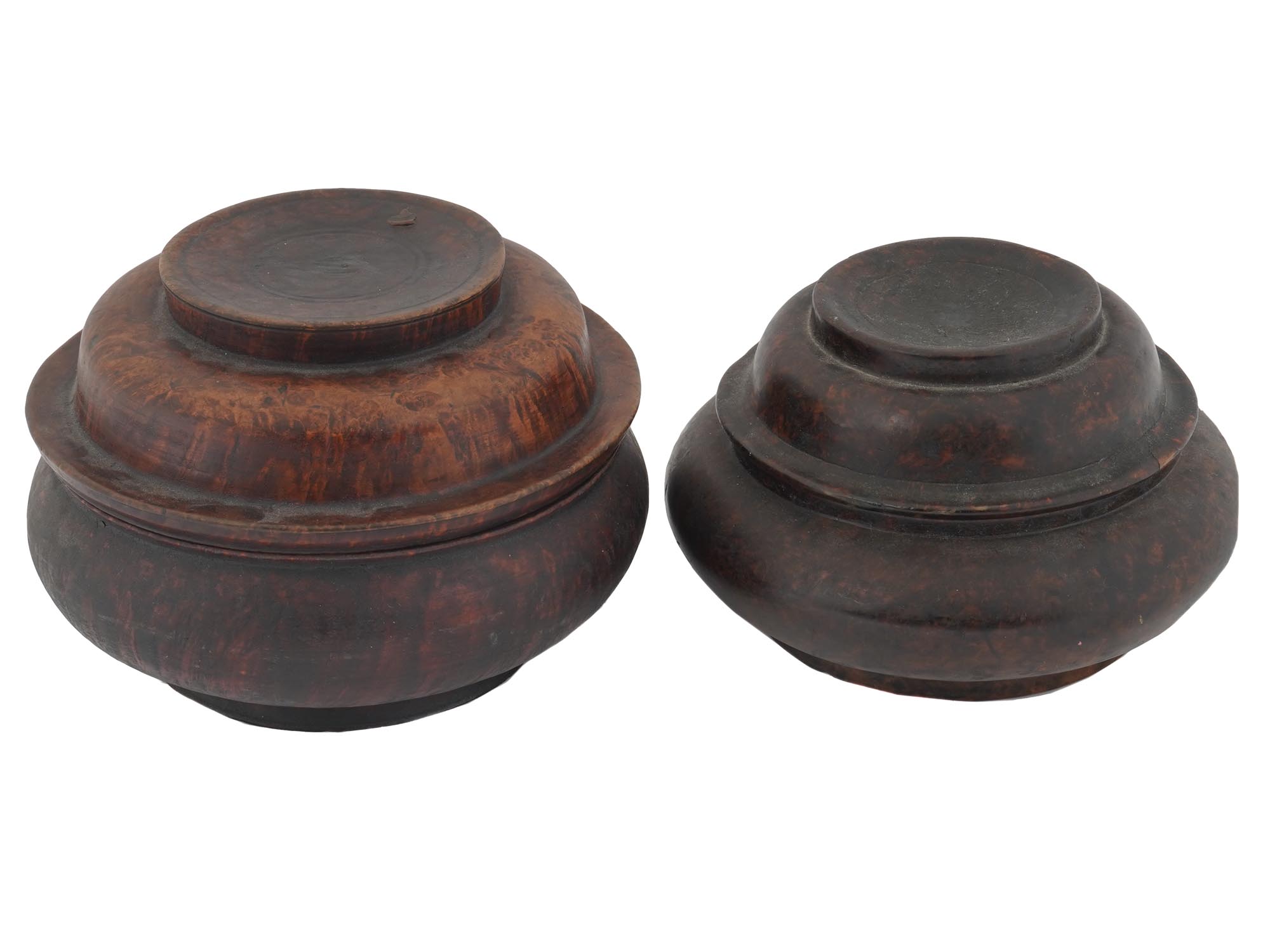 ANTIQUE NEPALESE LACQUERED WOOD SPICE CONTAINERS PIC-0